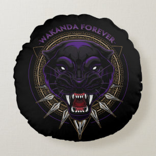 Avengers Classics   Wakanda Forever Panther Emblem Round Pillow