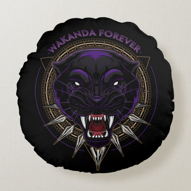 Avengers Classics | Wakanda Forever Panther Emblem Round Pillow (Front)