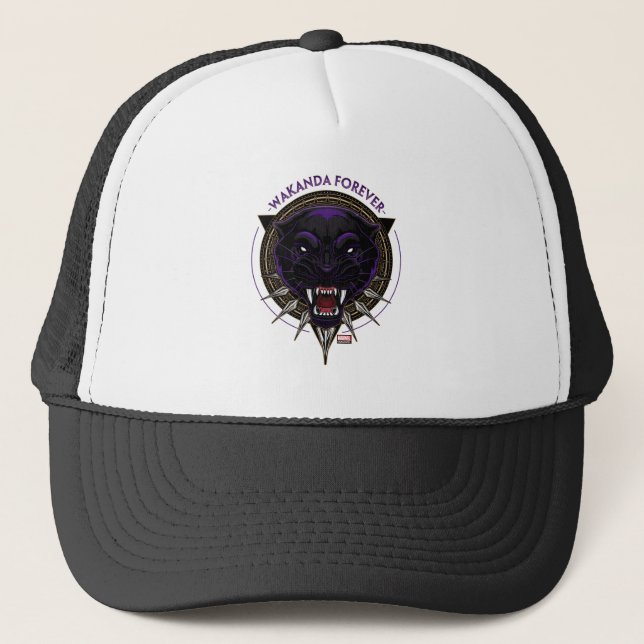 Avengers Classics | Wakanda Forever Panther Emblem Trucker Hat (Front)