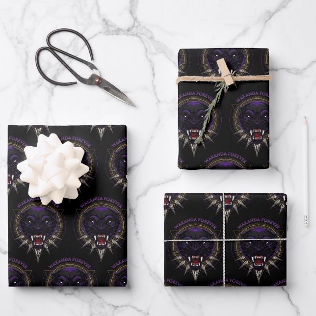 Avengers Classics | Wakanda Forever Panther Emblem Wrapping Paper Sheet (Front)