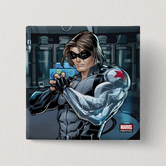 Avengers Classics | Winter Soldier Holding Fist 2 Inch Square Button (Front)
