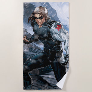 Avengers Classics   Winter Soldier In Snow Beach Towel