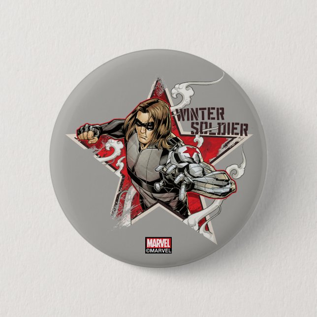 Avengers Classics | Winter Soldier Star Graphic 2 Inch Round Button (Front)
