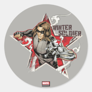 Avengers Classics   Winter Soldier Star Graphic Classic Round Sticker