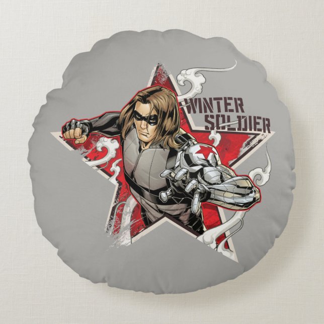 Avengers Classics | Winter Soldier Star Graphic Round Pillow (Front)