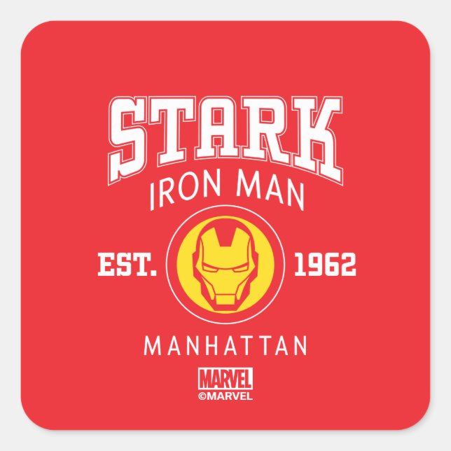 Avengers Collegiate Logo: Stark Iron Man Square Sticker (Front)