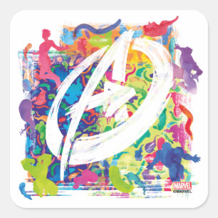 Avengers   Colorful Graffiti Silhouette Logo Square Sticker