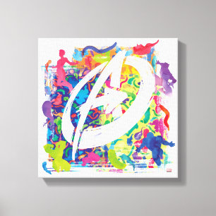Avengers   Colourful Graffiti Silhouette Logo Canvas Print