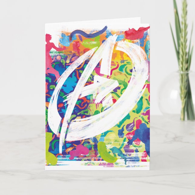 Avengers | Colourful Graffiti Silhouette Logo Card (Front)