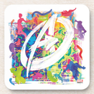 Avengers   Colourful Graffiti Silhouette Logo Coaster