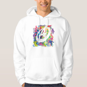 Avengers   Colourful Graffiti Silhouette Logo Hoodie