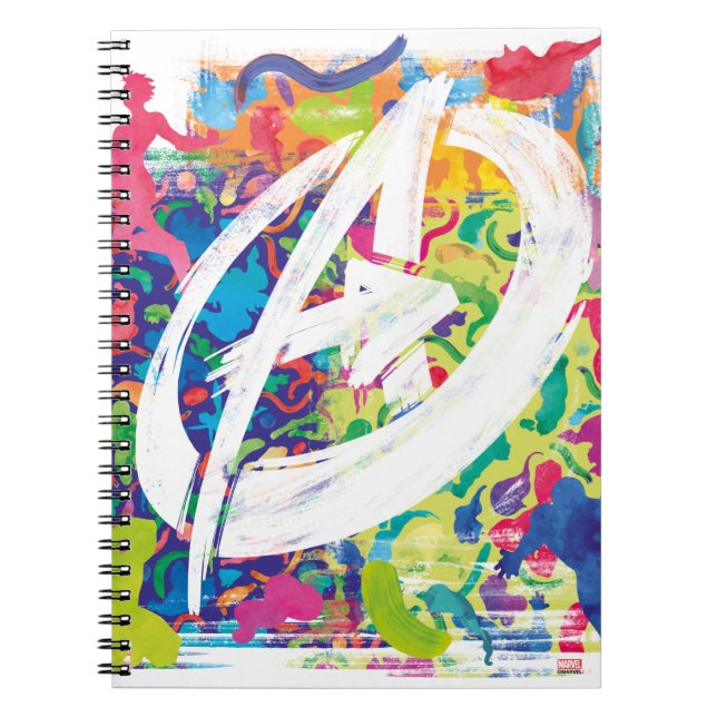 Avengers | Colourful Graffiti Silhouette Logo Notebook (Front)