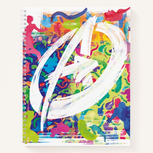 Avengers | Colourful Graffiti Silhouette Logo Notebook (Front)