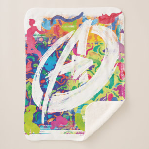 Avengers   Colourful Graffiti Silhouette Logo Sherpa Blanket