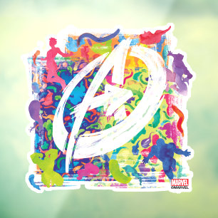 Avengers   Colourful Graffiti Silhouette Logo Window Cling