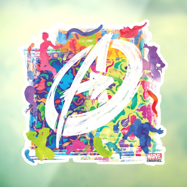 Avengers | Colourful Graffiti Silhouette Logo Window Cling (Sheet 3)