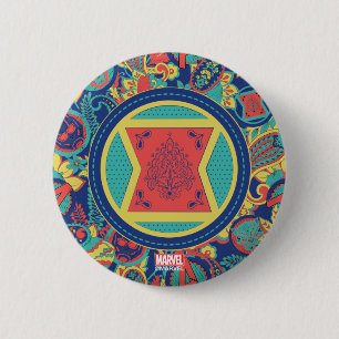 Avengers Colourful Paisley Black Widow Logo 2 Inch Round Button