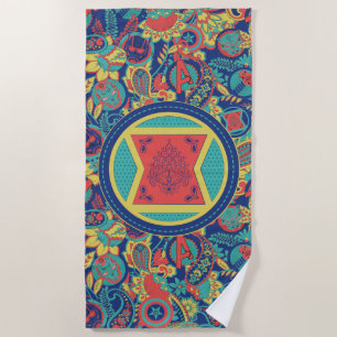 Avengers Colourful Paisley Black Widow Logo Beach Towel