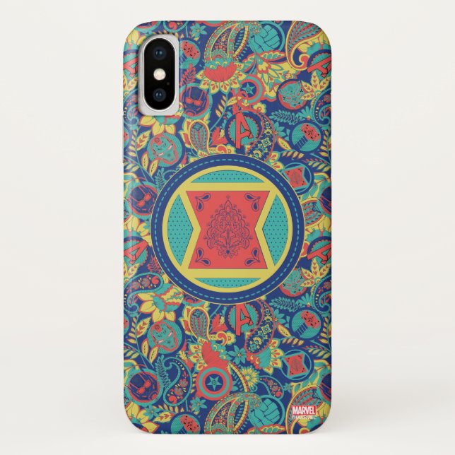Avengers | Colourful Paisley Black Widow Logo Case-Mate iPhone Case (Back)
