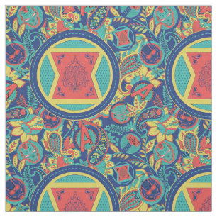 Avengers   Colourful Paisley Black Widow Logo Fabric