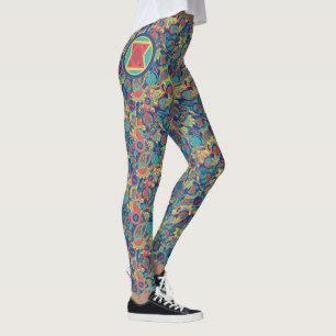 Avengers   Colourful Paisley Black Widow Logo Leggings