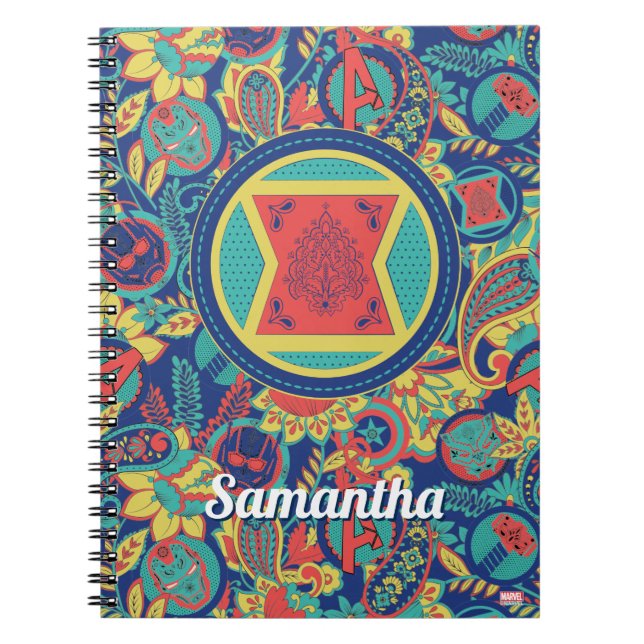 Avengers | Colourful Paisley Black Widow Logo Notebook (Front)