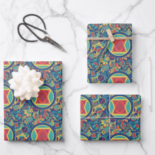 Avengers   Colourful Paisley Black Widow Logo Wrapping Paper Sheet