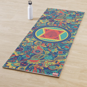 Avengers Colourful Paisley Black Widow Logo Yoga Mat