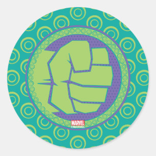 Avengers   Dotted Hulk Logo Classic Round Sticker