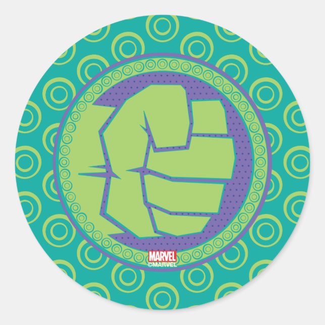 Avengers | Dotted Hulk Logo Classic Round Sticker (Front)