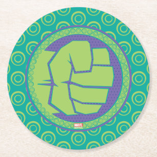 Avengers Dotted Hulk Logo Round Paper Coaster
