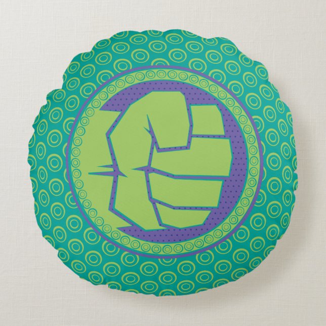 Avengers | Dotted Hulk Logo Round Pillow (Front)