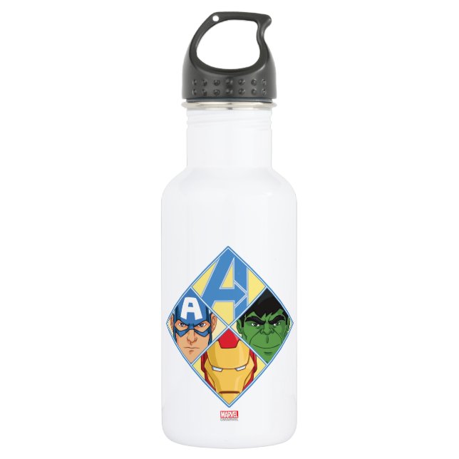 Avengers Face Badge 532 Ml Water Bottle (Front)