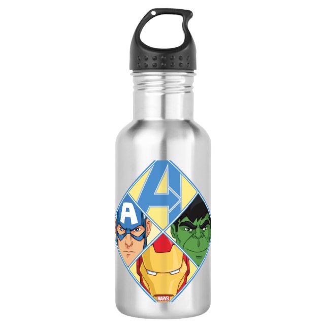 Avengers Face Badge 710 Ml Water Bottle (Front)