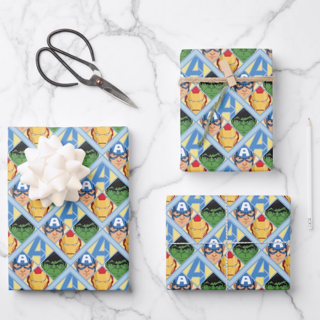 Avengers Face Badge Wrapping Paper Sheet (Front)