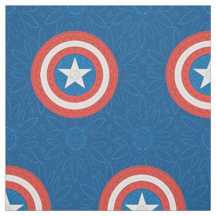 Avengers   Floral Captain America Logo Fabric