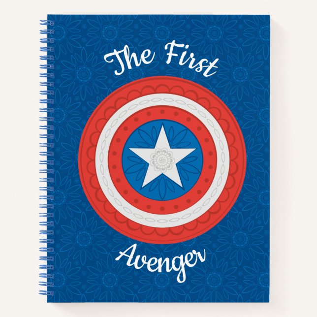 Avengers | Floral Captain America Logo Notebook (Front)