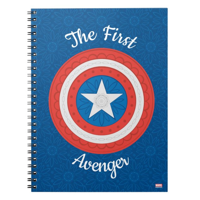 Avengers | Floral Captain America Logo Notebook (Front)