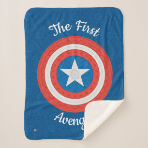 Avengers   Floral Captain America Logo Sherpa Blanket