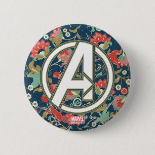 Avengers Floral Paisley Avengers Logo 2 Inch Round Button