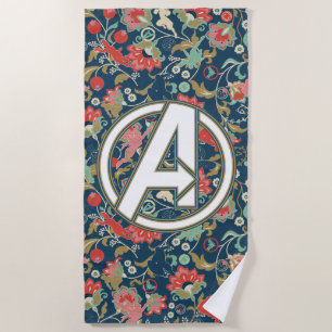 Avengers   Floral Paisley Avengers Logo Beach Towel