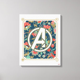 Avengers   Floral Paisley Avengers Logo Canvas Print