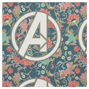 Avengers   Floral Paisley Avengers Logo Fabric