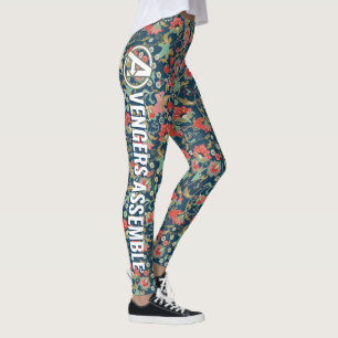 Avengers   Floral Paisley Avengers Logo Leggings