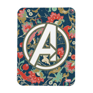 Avengers   Floral Paisley Avengers Logo Magnet