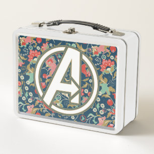Avengers Floral Paisley Avengers Logo Metal Lunch Box