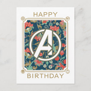 Avengers   Floral Paisley Avengers Logo Postcard