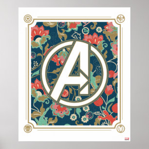 Avengers Floral Paisley Avengers Logo Poster