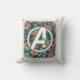 Avengers Floral Paisley Avengers Logo Throw Pillow