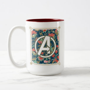 Avengers   Floral Paisley Avengers Logo Two-Tone Coffee Mug